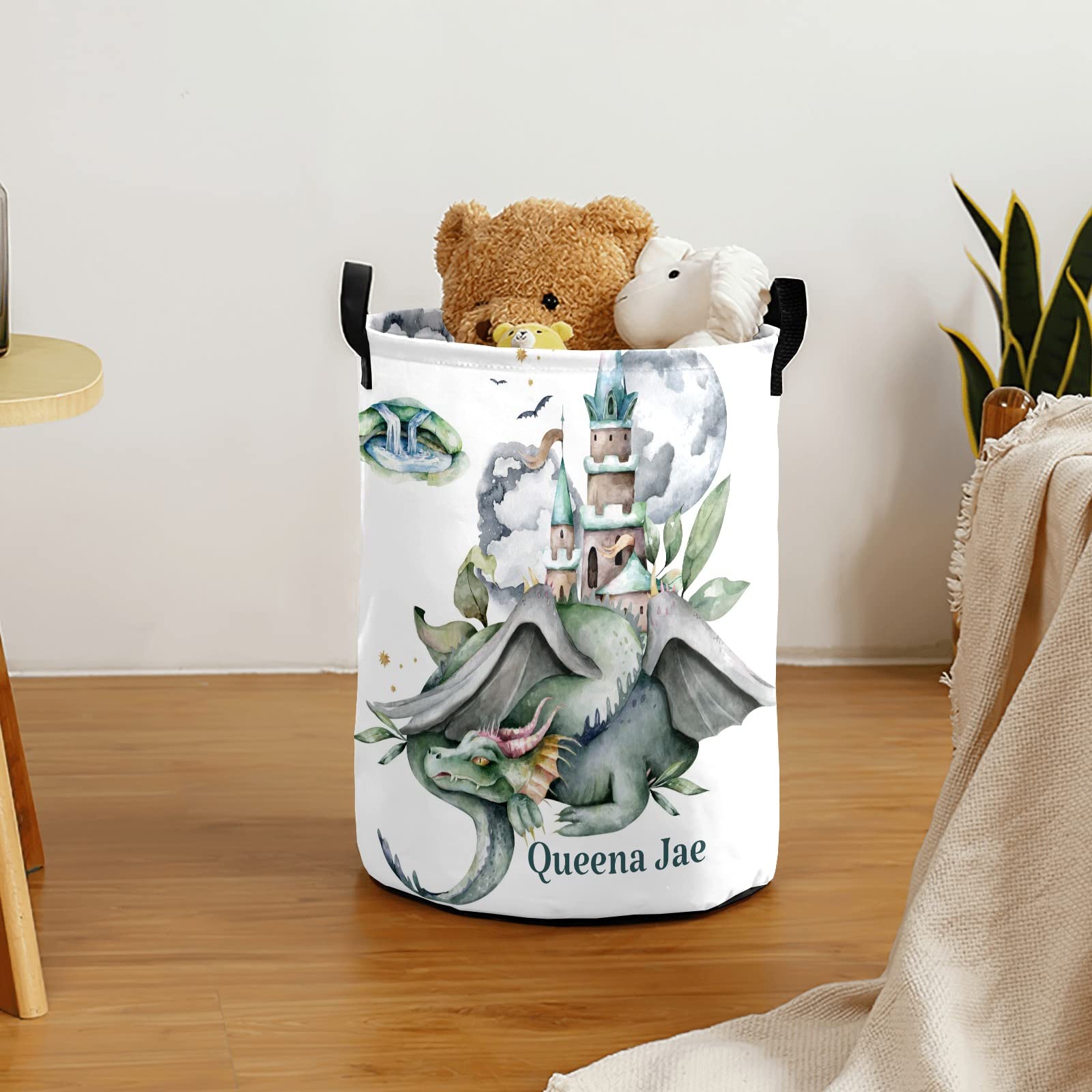 Magical Castle Dragon Storage Bin - Waterproof Oxford Fabric Laundry Hamper, Toy Organizer & Gift Basket for Nursery, Bedroom, Kids Room | Perfect for Baby Clothes, Toys & Home Organization