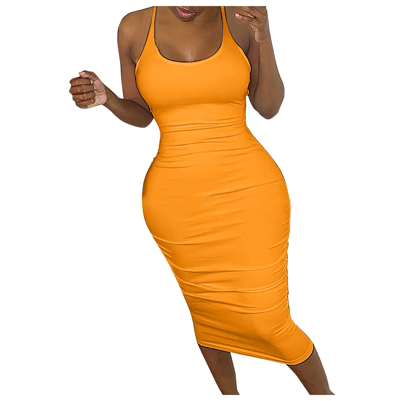 Women's Sexy Solid Color Halter Fishnet Round Neck Long Dress - Perfect for Evening Parties, Date Nights & Special Occasions