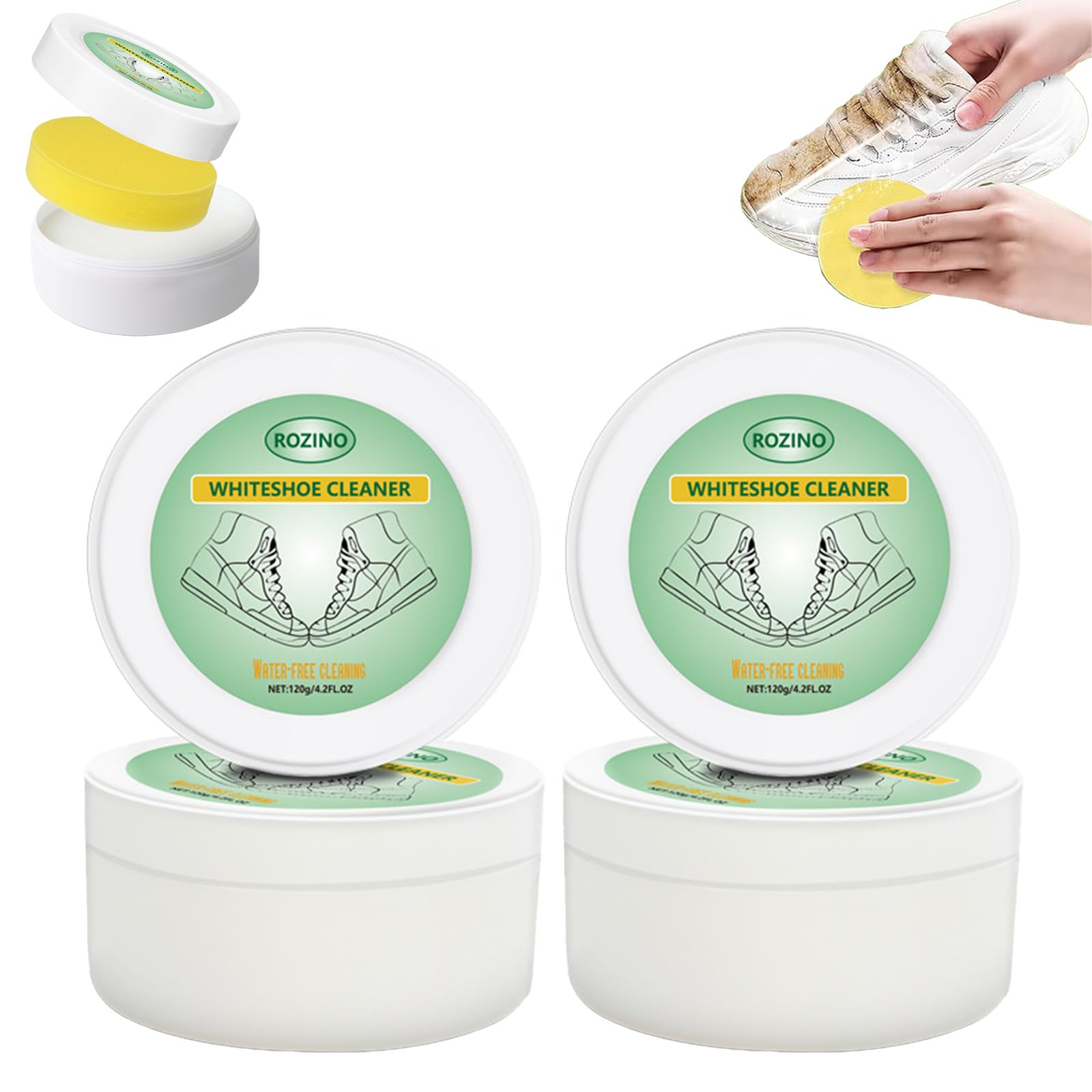 Rozino White Shoe Cleaner Kit (2pcs) - Waterless Cleaning for Sneakers & Sports Shoes