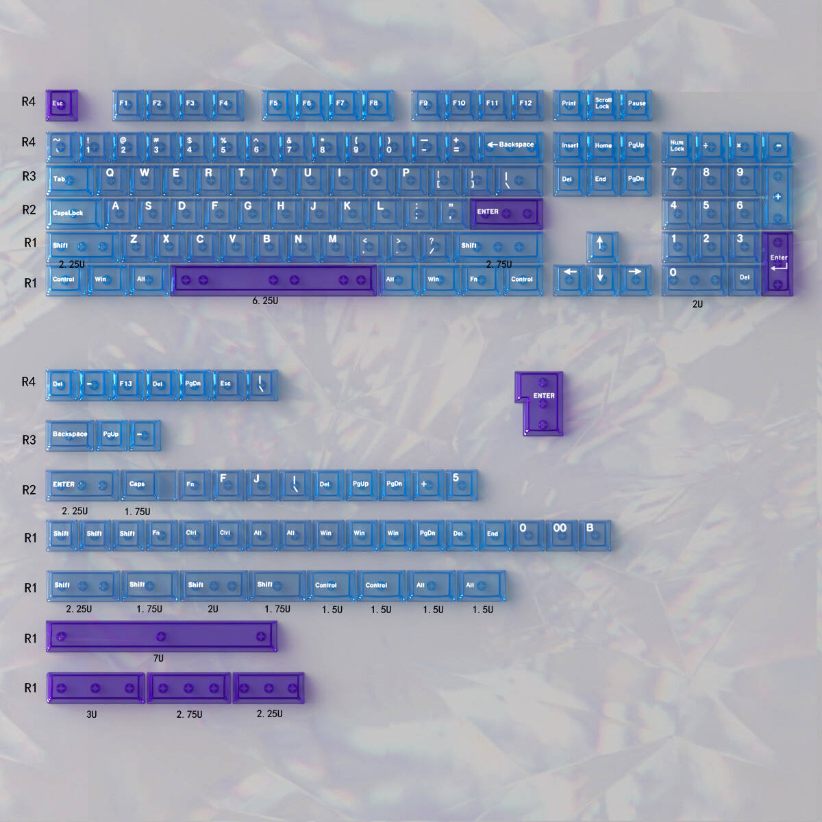 Premium PC Material UV Printed Mechanical Keyboard Keycaps - High Color Transparency, OEM Quality Keycap Set for Gaming & Typing