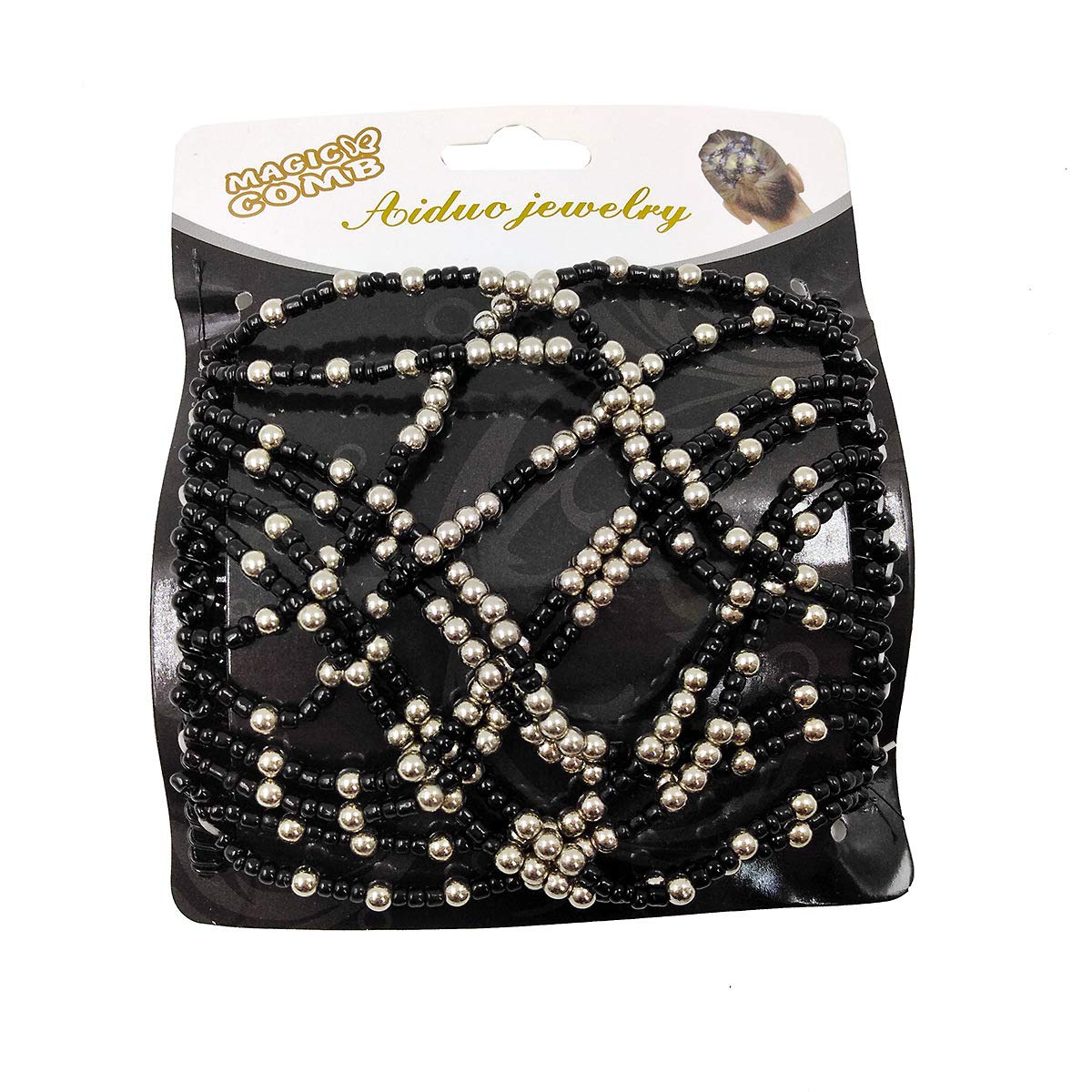 Stylish Beaded Hair Combs - Magic Elastic Stretchable Double Hair Clips for Women & Girls - Hair Beauty Accessories (Champagne) - Perfect for Weddings, Parties & Everyday Hairstyling