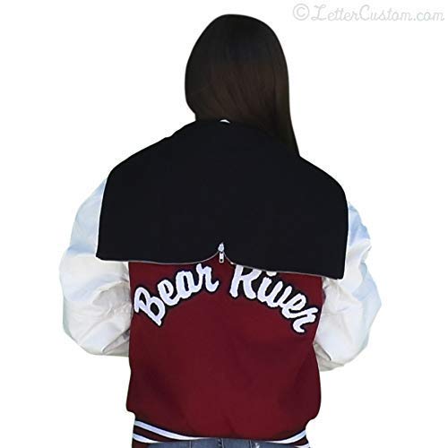 Women's & Girls' Varsity Letterman Jacket - Genuine White Leather & Crimson Red Wool with Zipper Hood - USA Made - Perfect for School Sports, Cheerleading & Casual Winter Wear