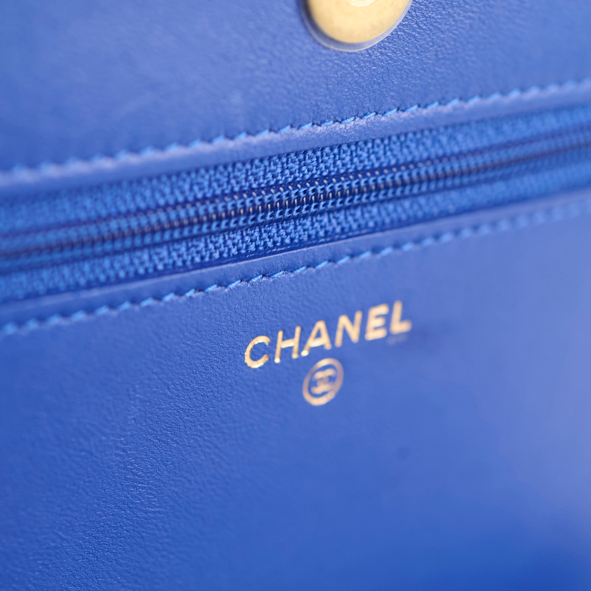 Chanel Boy Wallet on Chain Blue Lambskin Leather Crossbody Bag - Perfect for Evening Out & Daily Use
