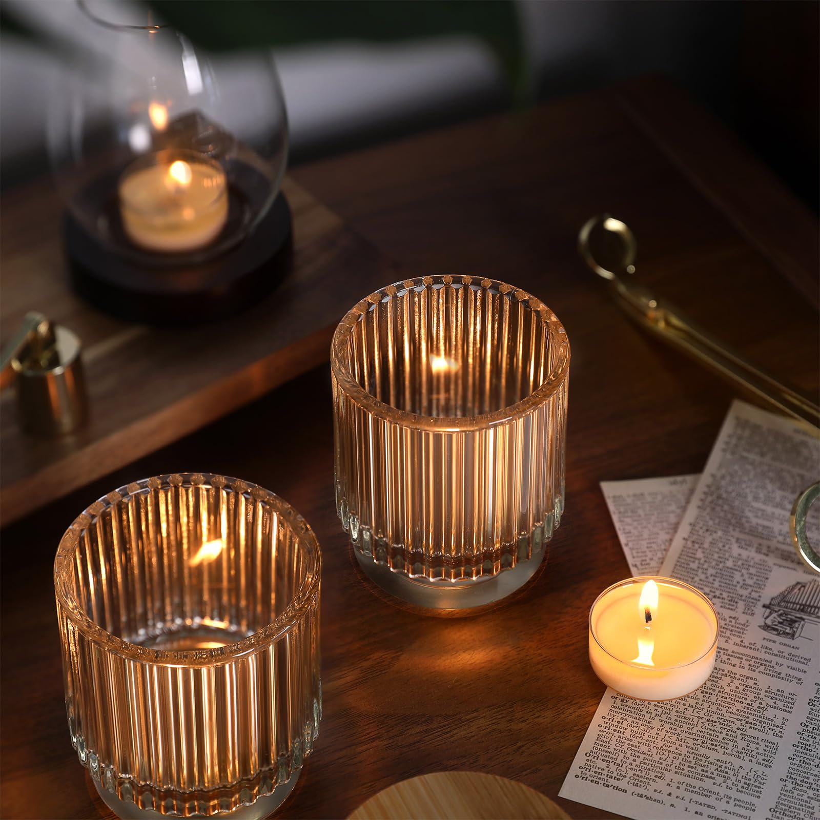 7oz Clear Ribbed Glass Candle Jars with Bamboo Lids - Set of 8 Bulk Empty Candle Containers for DIY Candle Making, Wedding Favors & Home Decor - Perfect for Soy Wax, Essential Oils & Gift Packaging