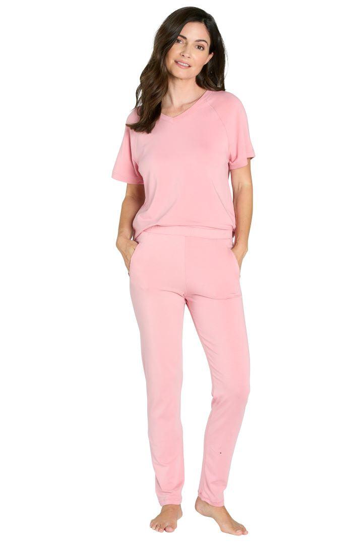 Brenda Relaxed Short Sleeve Loungewear Set - Soft Cotton Comfortable Women's Lounge Outfit for Home, Yoga & Relaxation