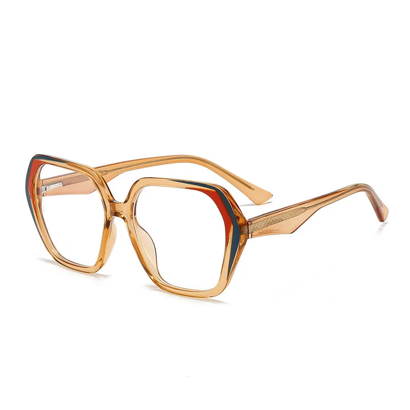 CCspace Women's Full Rim Irregular Square Polycarbonate Eyeglasses 3003 - Trendy Lightweight Glasses for Work, Reading & Fashion