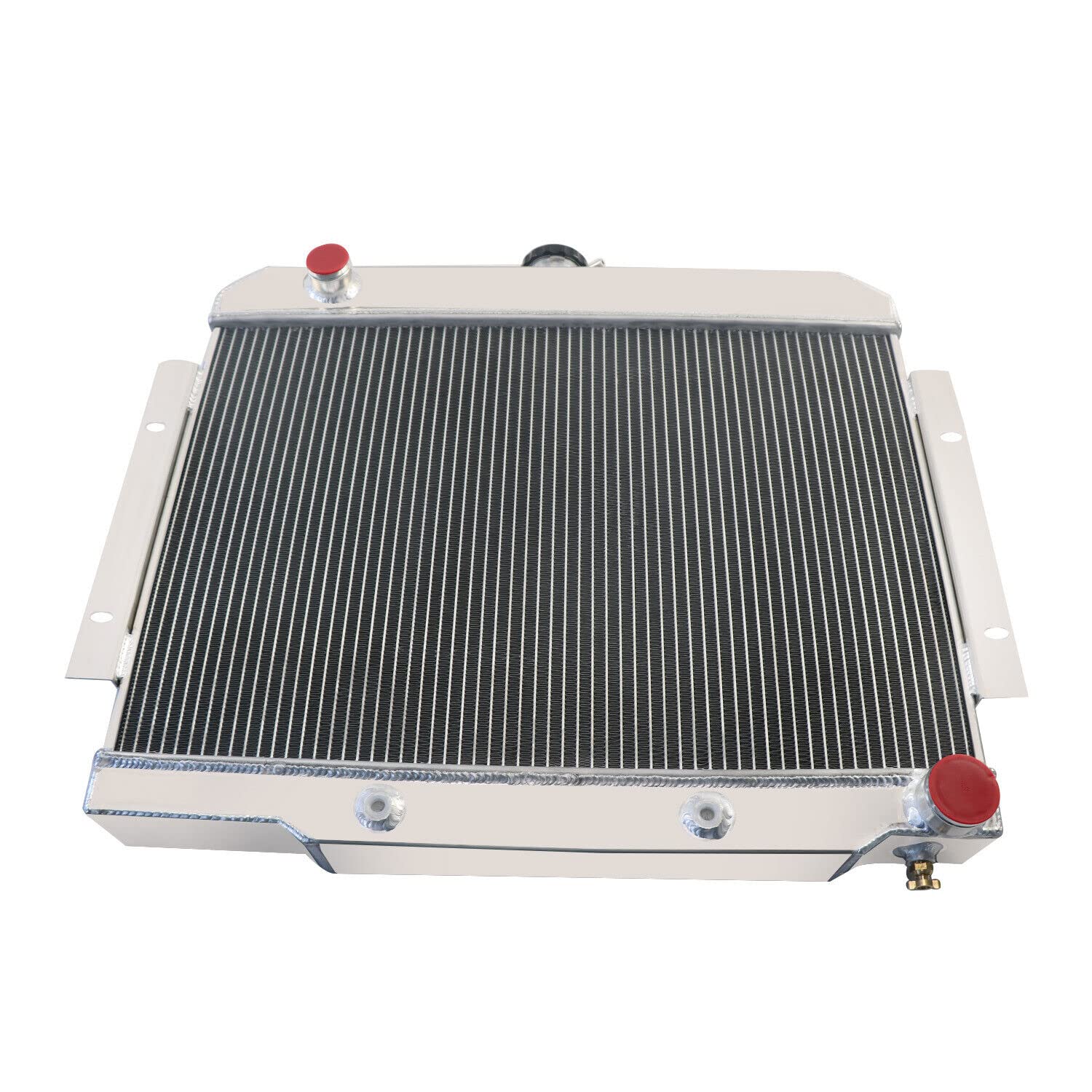 High-Performance All Aluminum Radiator for 1972-1986 Jeep CJ5 CJ6 CJ7 & Chevy SBC V8 - 4 Row Cooling System with Shroud & Fan Relay Kit - Perfect for Off-Roading, Overlanding & Hot Climate Driving