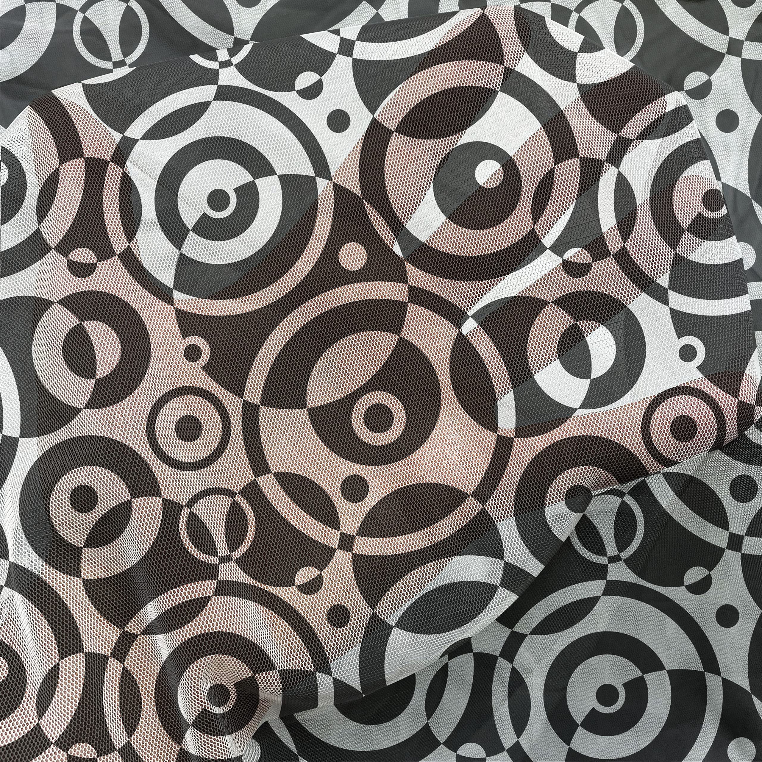 Ambesonne Black and White Tulle Curtains with Rod Pocket - Modern Abstract Bullseye Dot Pattern Sheer Drapes for Living Room, Bedroom & Wedding Decor (2 Panels, 108