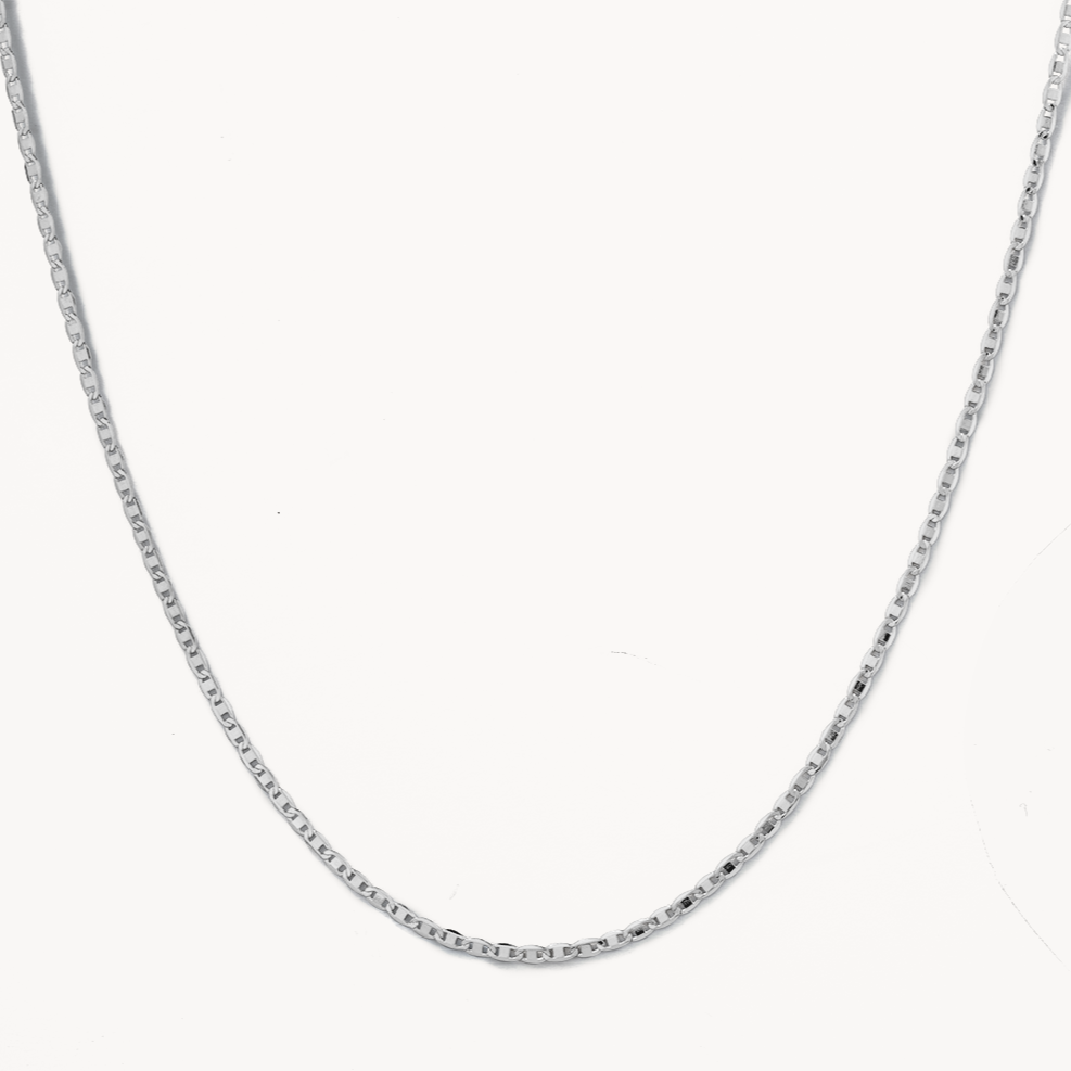Elegant Silver Flat Anchor Chain Necklace for Women - Perfect for Layering, Everyday Wear & Nautical Fashion
