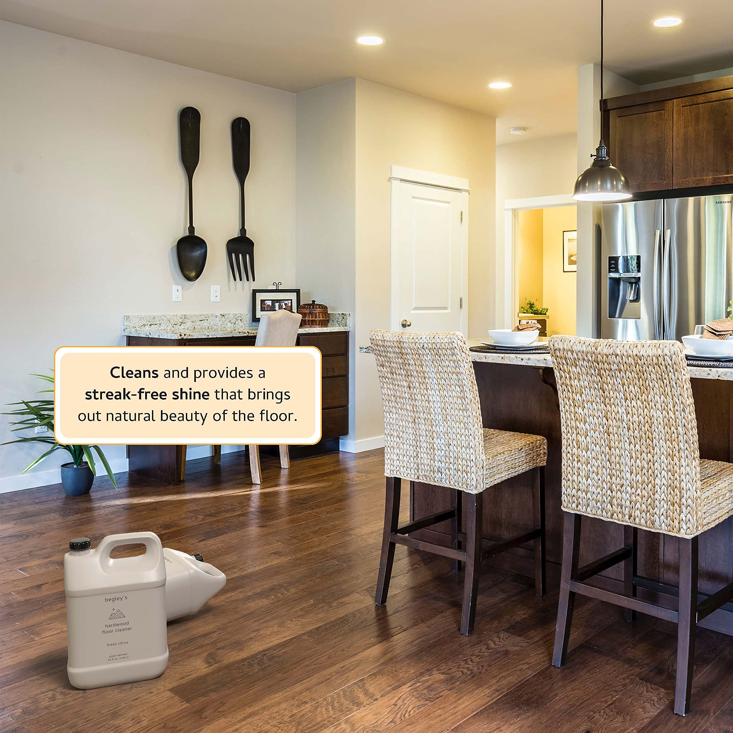 Begley's Hardwood Floor Cleaner Refill - 64oz Natural Wood Floor Cleaner for Mopping | Pet Safe, Citrus Scented | Ideal for Hardwood, Laminate & Wood Floors in Homes with Pets
