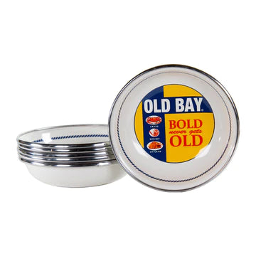 Old Bay Seasoning Enamelware Tasting Dishes - Set of 6 (4.25 Inch) - Perfect for Appetizers, Seafood Boils, and Party Snack Serving