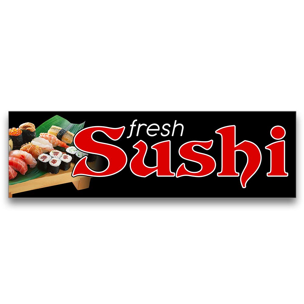10ft x 3ft Fresh Sushi Vinyl Banner - Premium Restaurant Decor for Sushi Bars, Japanese Restaurants & Food Events