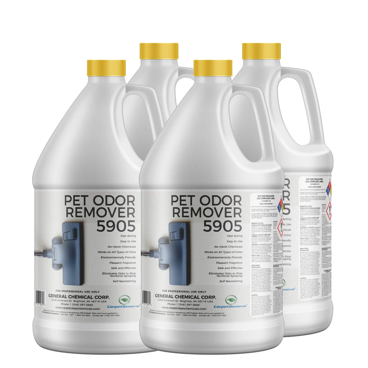 Professional Strength Pee Remover Cleaner - Enzymatic Pet Stain & Odor Eliminator for Dogs & Cats | Urine Destroyer, Poop Stain Remover | Works on Carpets & Hardwood Floors | 4-Pack Case | Perfect for Pet Accidents, House Training & Deep Cleaning