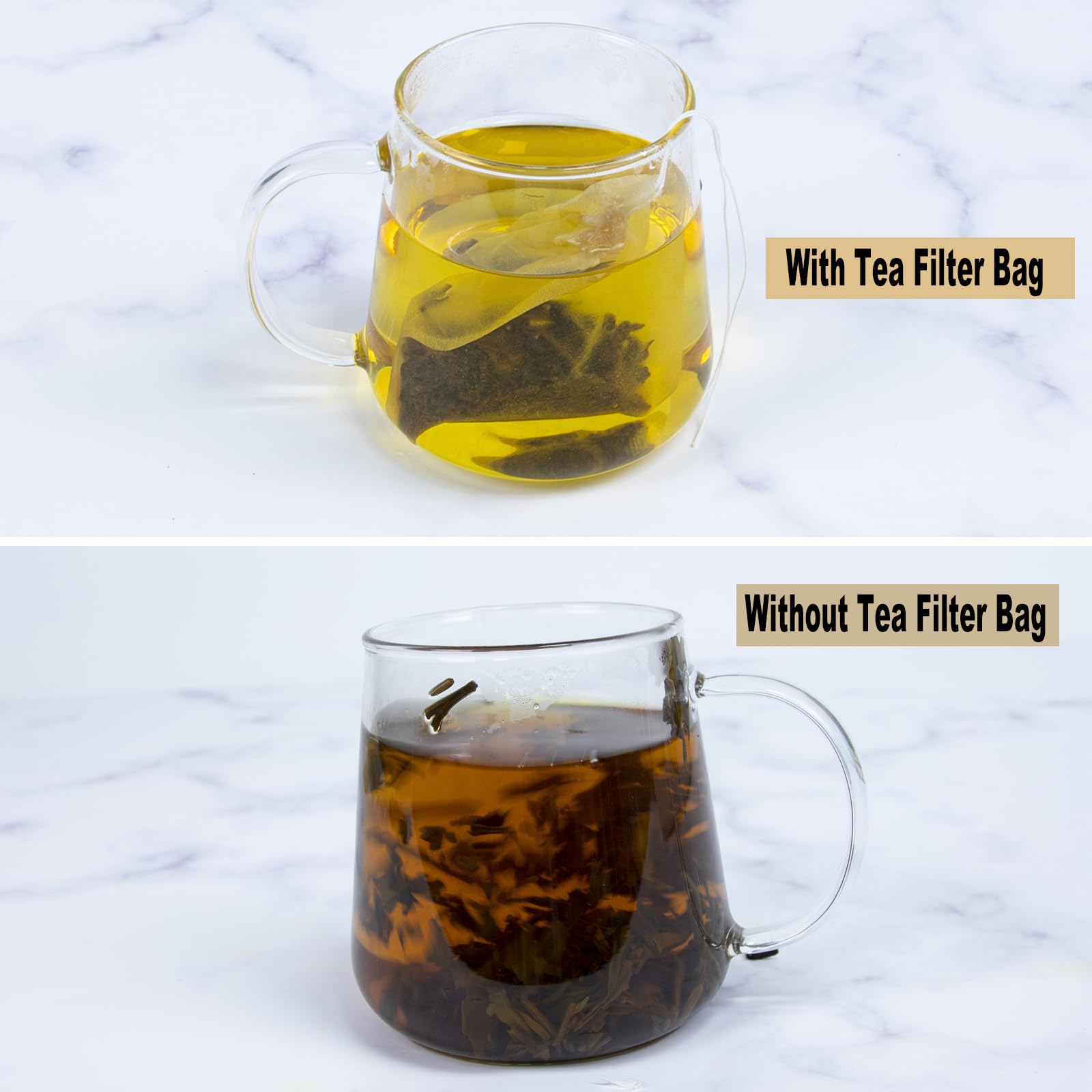 SYCARON 200 Count Disposable Tea Bags for Loose Leaf Tea & Coffee - Natural Paper Filter Bags with Drawstring (3.54 x 2.75 Inch) - Perfect for Home Brewing, Office Use & Tea Gift Packaging