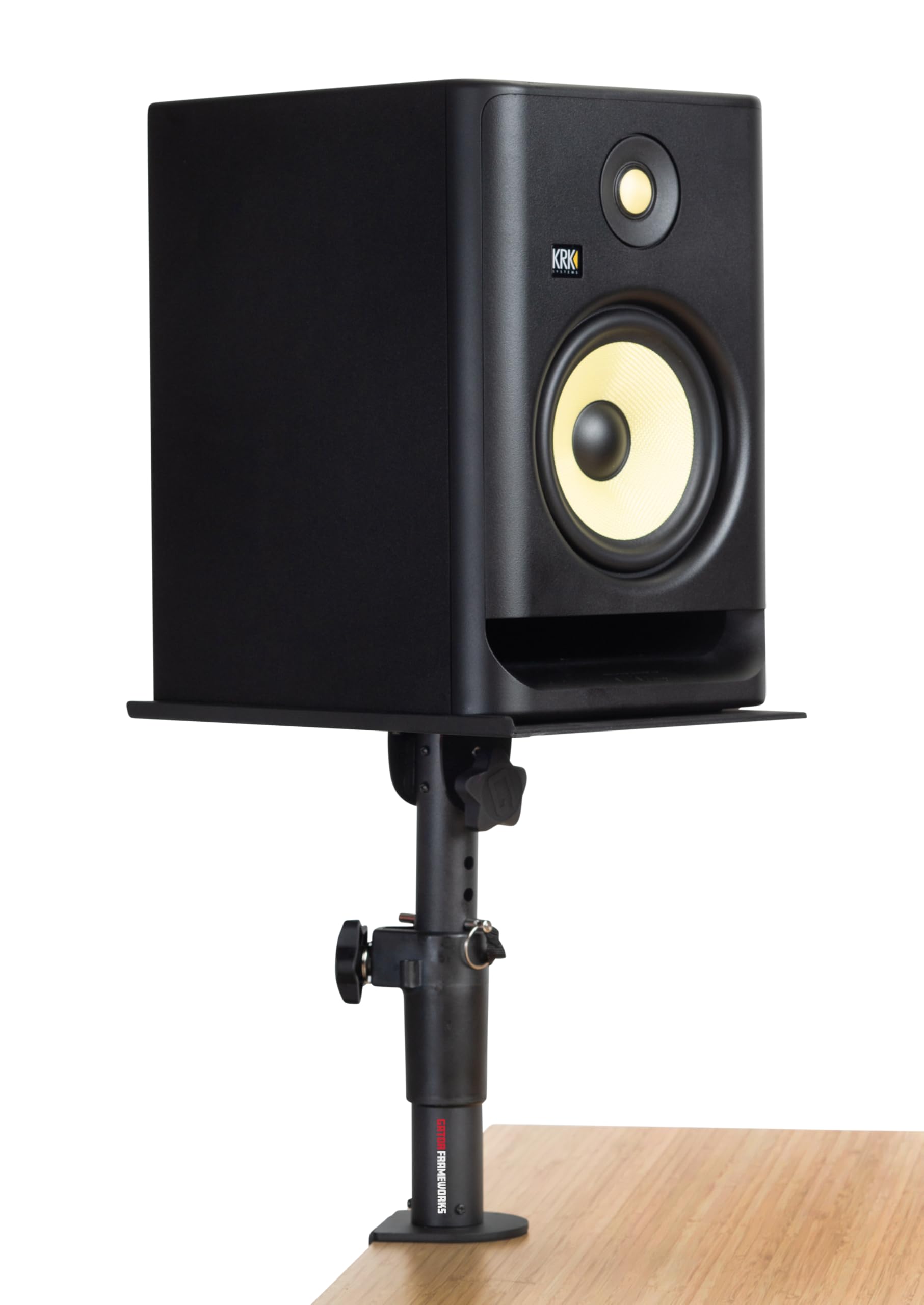 Gator Frameworks Desktop Clamp-On Studio Monitor & Speaker Stands (Set of 2) - Heavy Duty Adjustable Mount for Home & Professional Audio Setup - Perfect for Music Production, Gaming & Streaming Studios