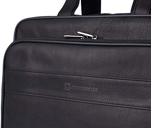 Premium Alpine Swiss Genuine Colombian Leather Messenger Bag - 15.6