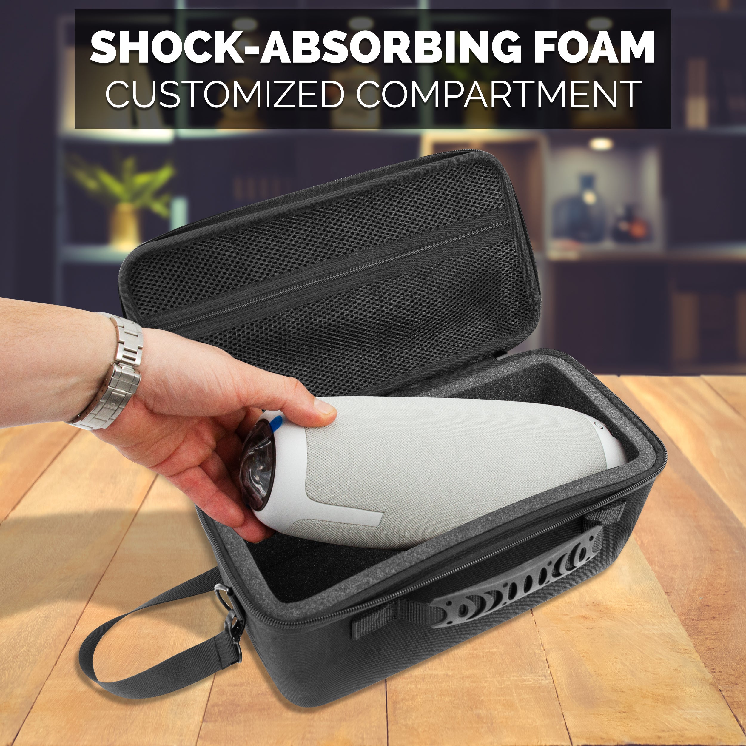 CASEMATIX Travel Carrying Case for Meeting Owl 3, 2, Standard & Pro - Protective Storage for 360 Video Conference Camera Accessories - Perfect for Business Travel & Office Meetings