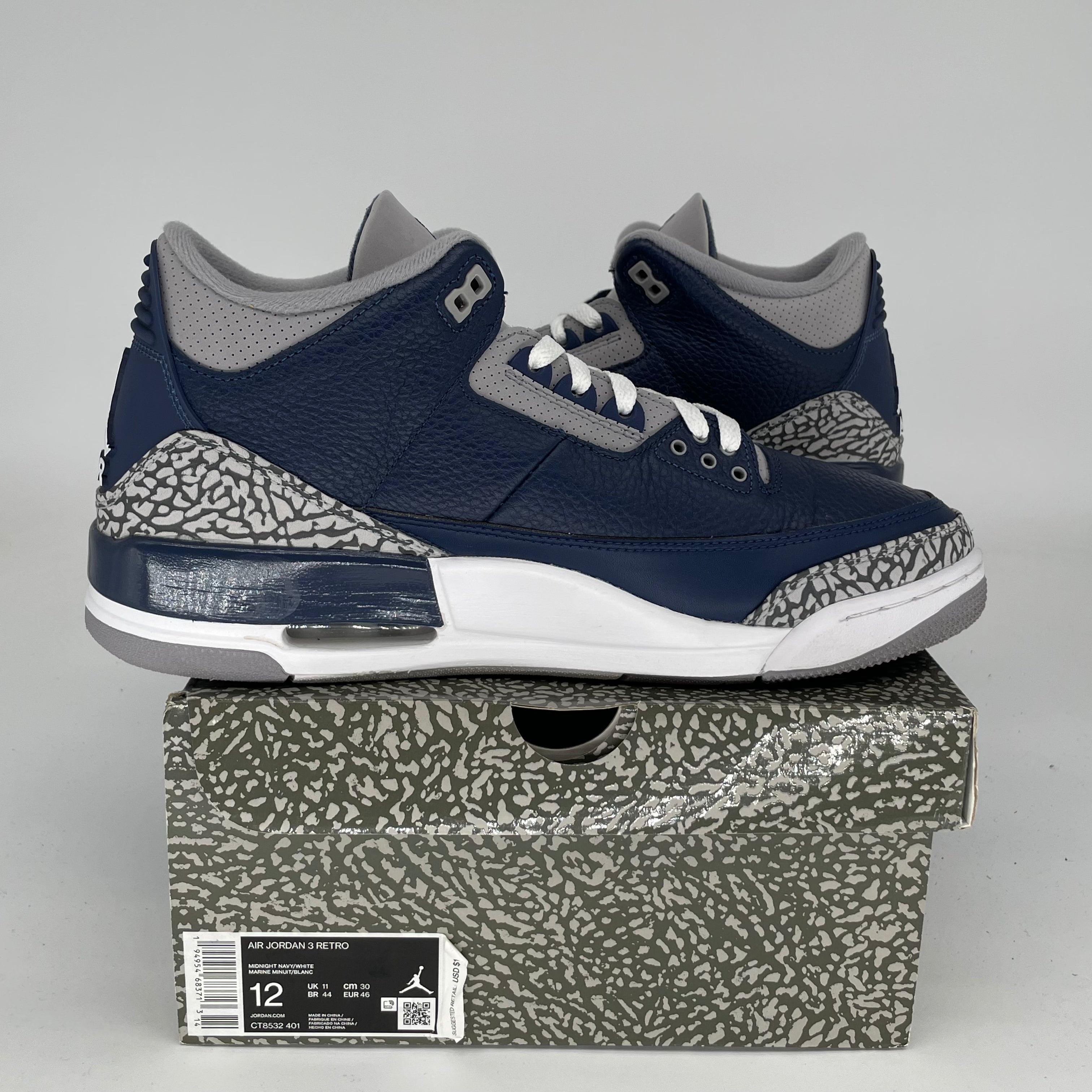 AIR JORDAN 3 GEORGETOWN Basketball Shoes Men's Size 12 - Retro Style Sneakers CT8532-401 for Streetwear & Casual Outfits