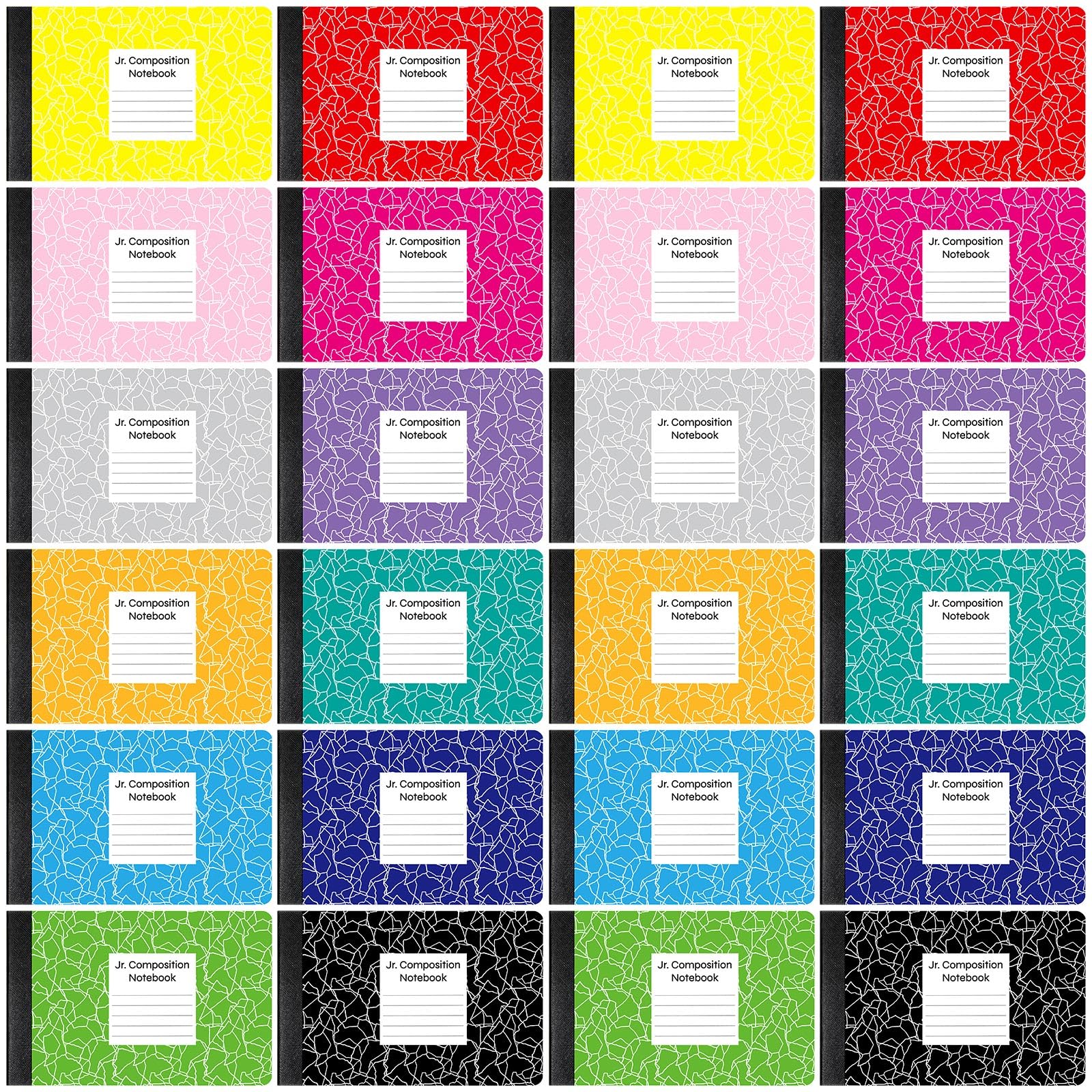 24 Pack Half Size Marble Composition Notebooks - 4.875