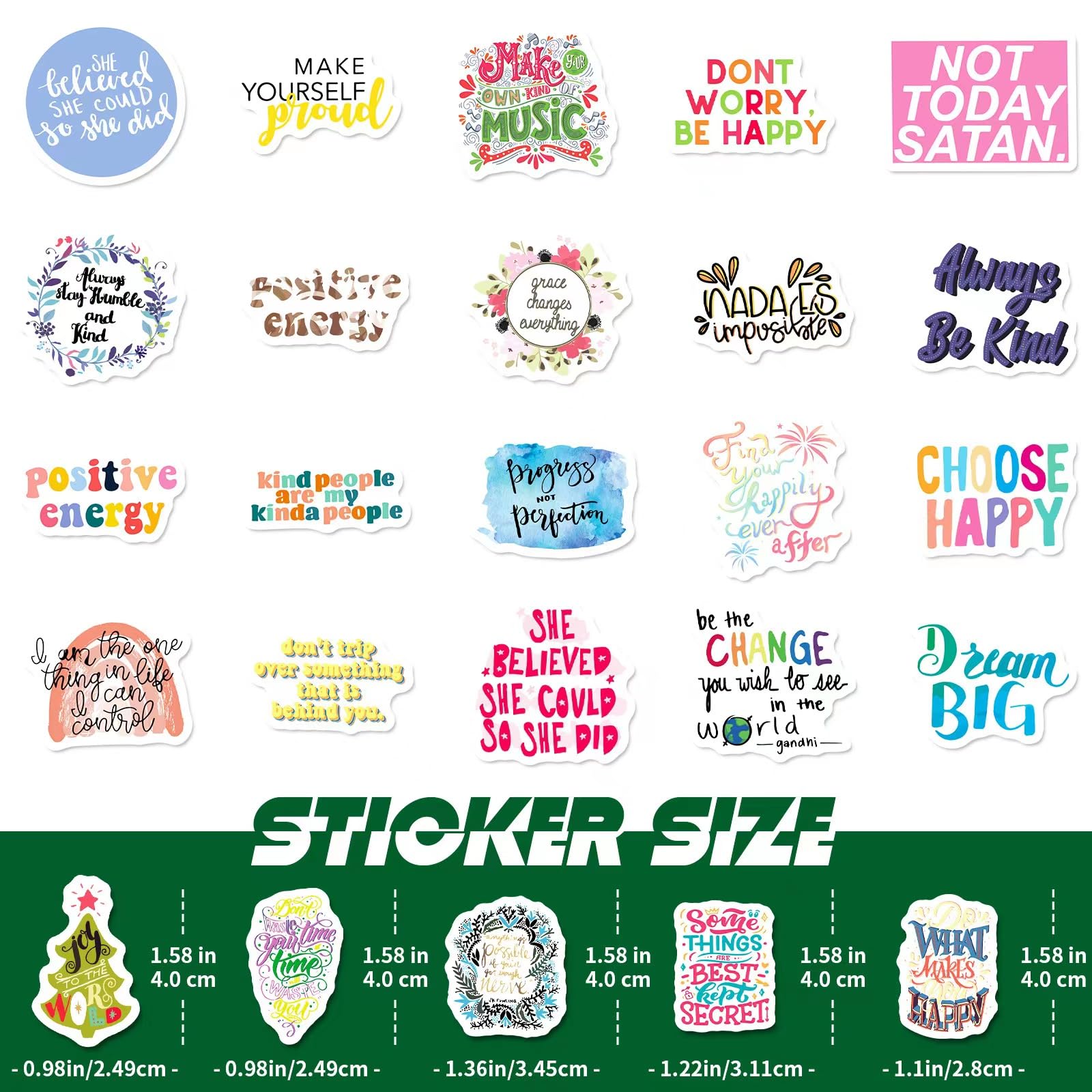 100pcs Inspirational Stickers for Adults & Kids - Motivational Quote Stickers for Water Bottles, Journals, Scrapbooks, Planners & School Supplies - Positive Affirmation Stickers for Students, Teachers & Office Use