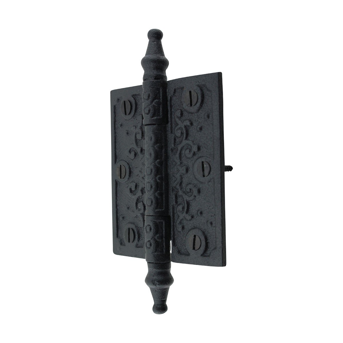 Black Wrought Iron Victorian Steeple Tip Cabinet Hinges - 5-3/4 Inch Rust Resistant Flush Mount Hinges with Hardware for Cabinet Doors | Perfect for Kitchen Cabinets, Bathroom Vanities & Furniture Restoration Projects