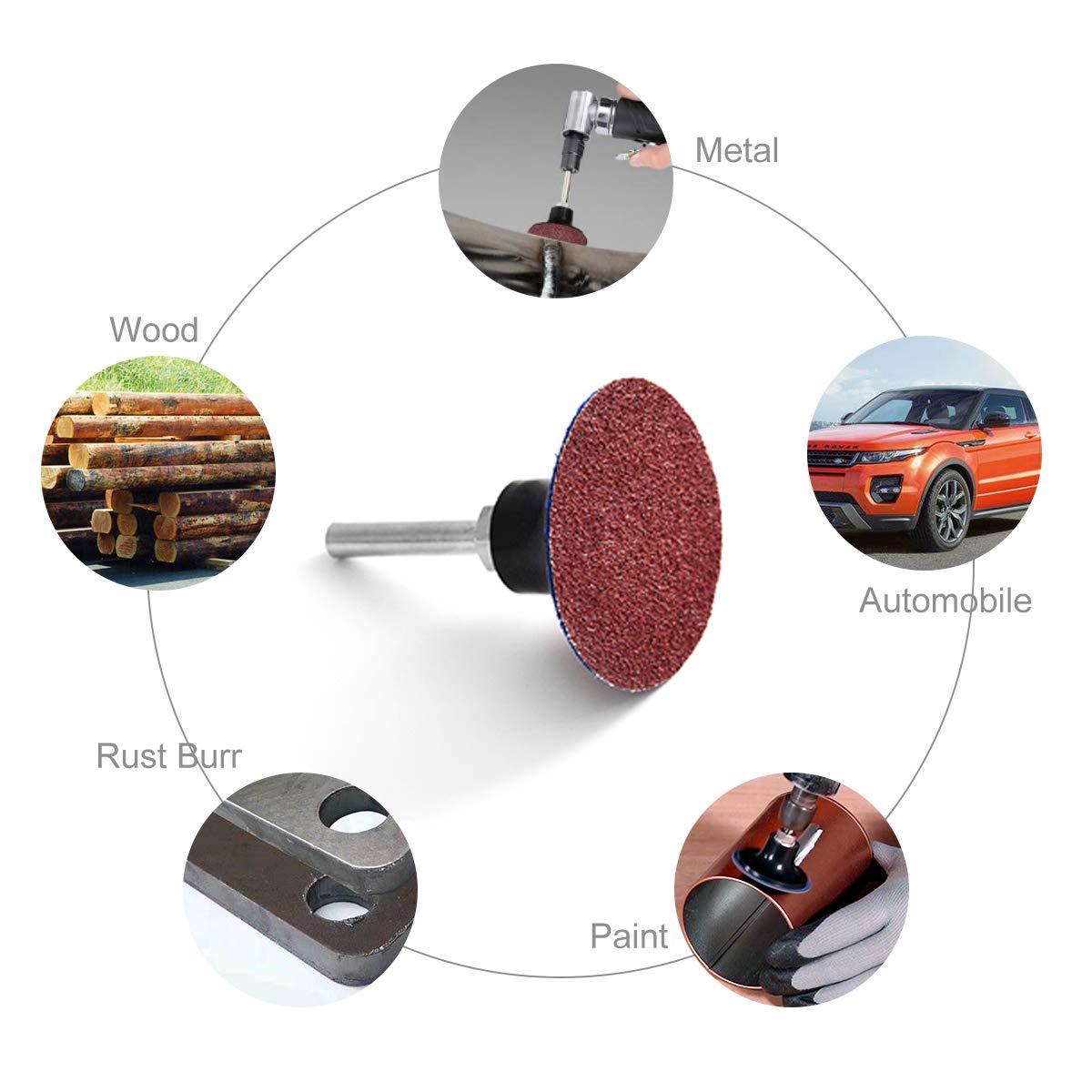 60 Pcs 2 Inch Quick Change Roll Lock Sanding Discs - 36/60/80 Grit Aluminum Oxide Coated - Die Grinder Accessories for Metal, Wood & Surface Preparation - Perfect for DIY Projects, Automotive & Furniture Refinishing