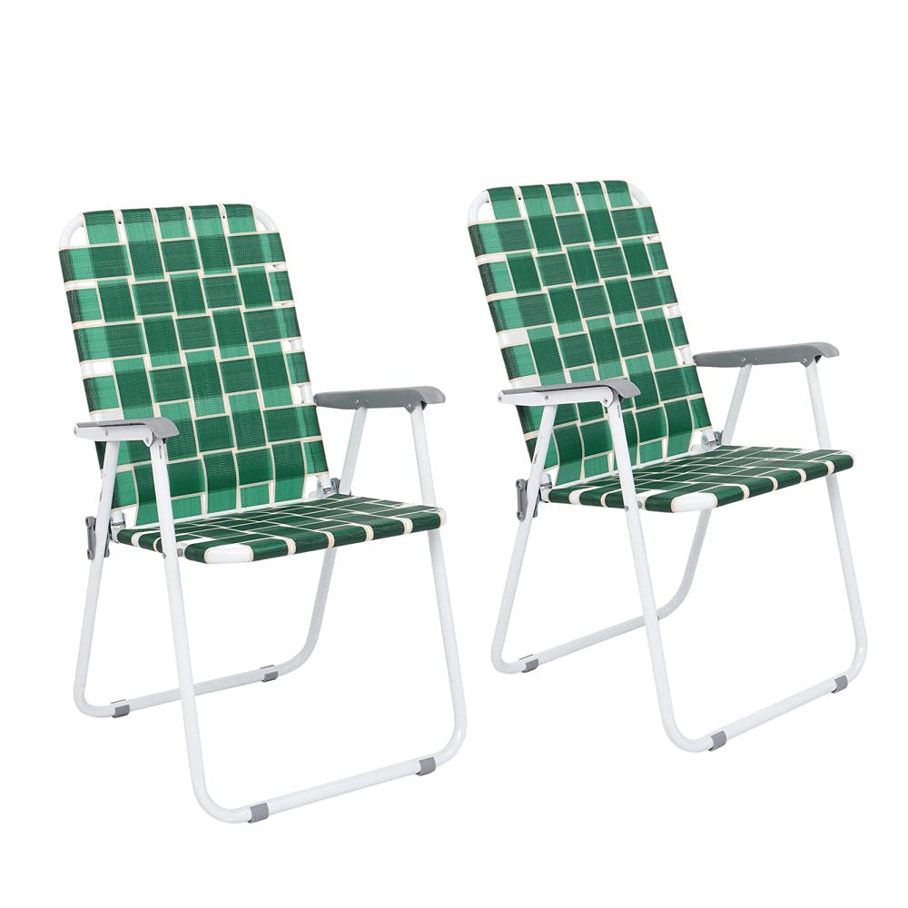 Portable Folding Camping Chairs for Adults - Set of 2 Heavy Duty Outdoor Lounge Chairs for Beach, Picnic, Fishing, Pool & Patio - Dark Green Lawn Chairs Perfect for Backyard, Garden & Park Relaxation