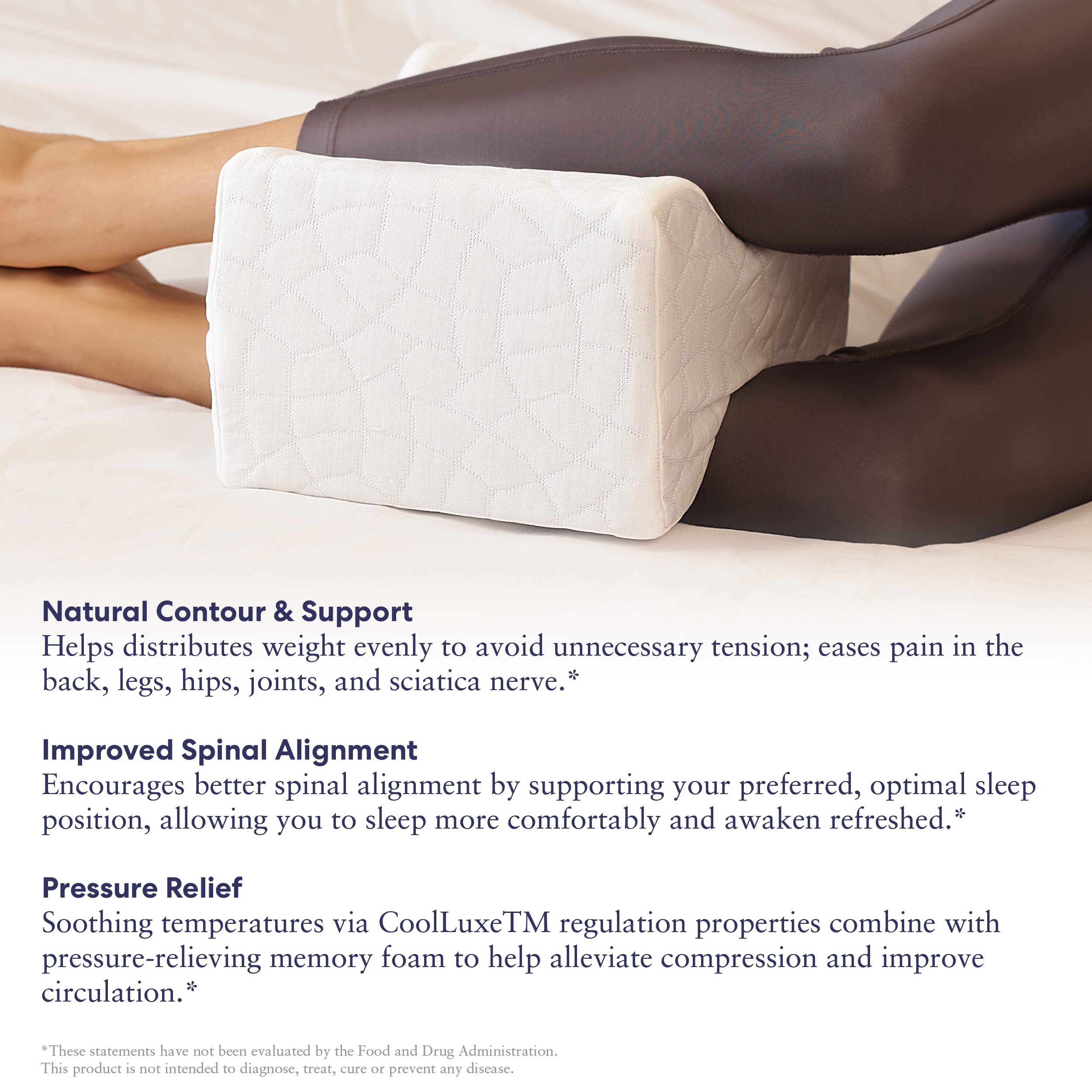 Luna Orthopedic Knee Pillow - Memory Foam Support for Side Sleepers | Hip Pain & Lower Back Pain Relief | Post-Surgery & Sciatica Comfort Pillow for Adults | Ideal for Knee Surgery Recovery & Better Sleep