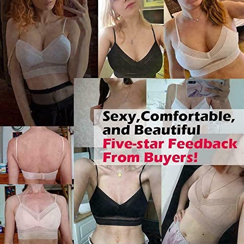 Starry Lace Wireless Push Up Bra - Low Back U-Shaped Lifting Bra for Women, Comfortable & Sexy Deep U Back Design for Evening Wear, Date Night & Special Occasions