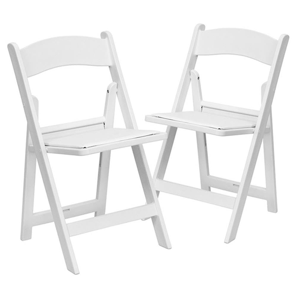 Flash Furniture Hercules Series Heavy Duty Folding Chairs - 1000 lb Capacity Stackable Commercial Event Seating (Set of 2, White) - Perfect for Weddings, Banquets, Conferences & Outdoor Events