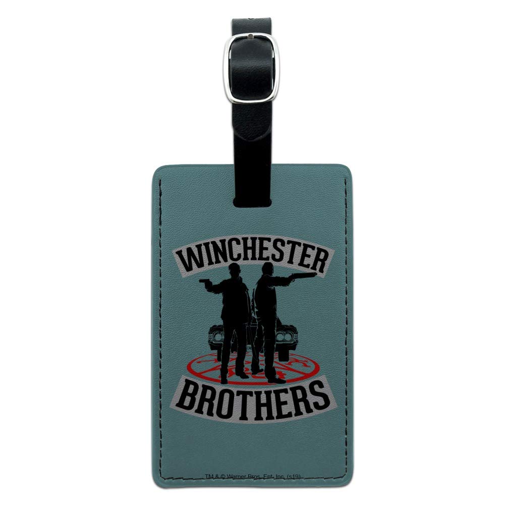 Supernatural Brothers Leather Luggage Tag - Rectangle Carry-On ID Card Holder for Suitcases & Travel Bags | Perfect for Business Trips, Vacations & Airport Identification