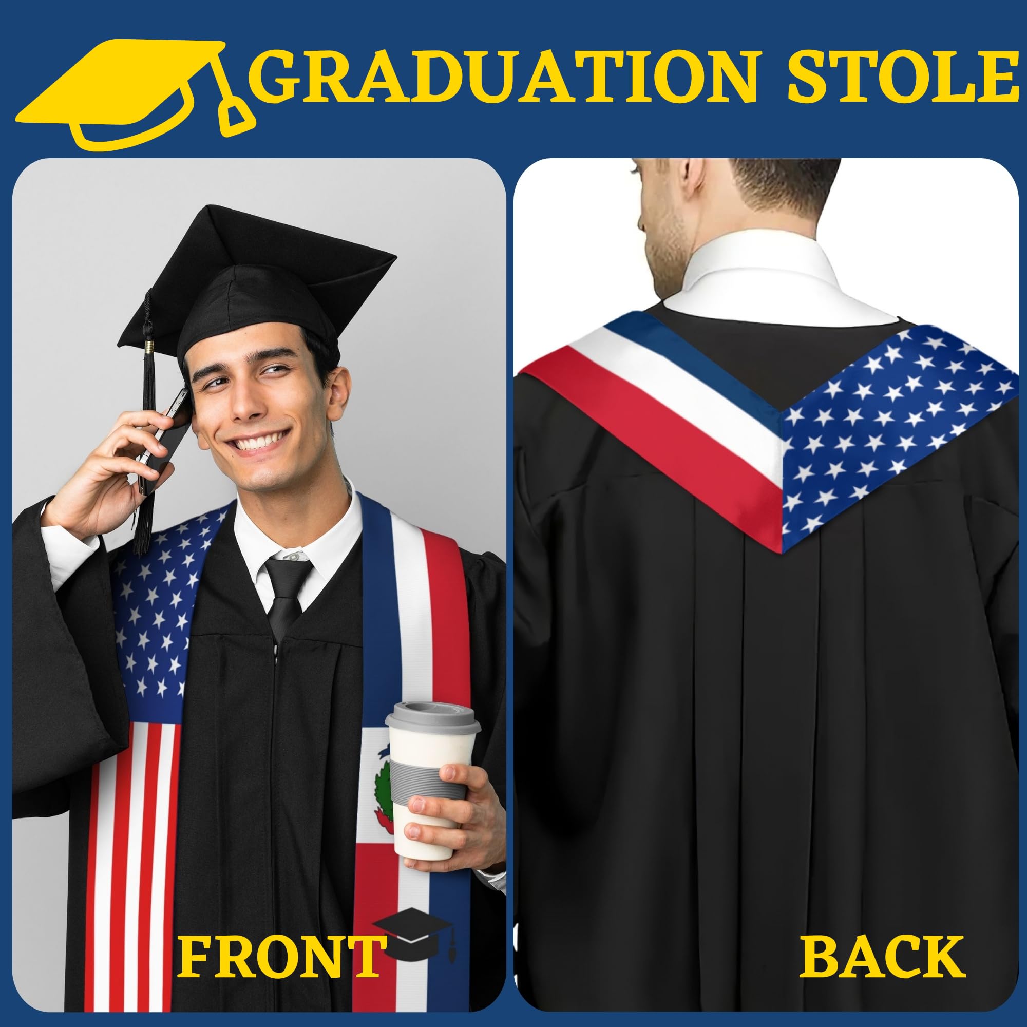 2025 Graduation Stole - 72 Inch Flag Sash for Graduation Ceremony | Perfect for High School & College Graduates, Commencement Day & Class of 2025 Celebrations