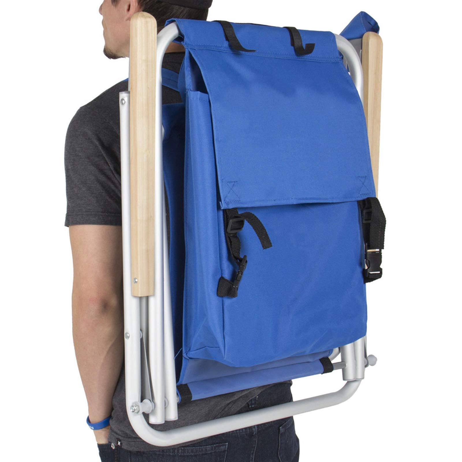 4-Position Folding Backpack Beach Chair for Adults - Adjustable Headrest, Storage Pouch & Cup Holder - Portable Camping & Sand Chair for Outdoor, Lawn, Travel, Picnic, Fishing | Perfect for Beach Relaxation, Backyard Lounging & Camping Trips