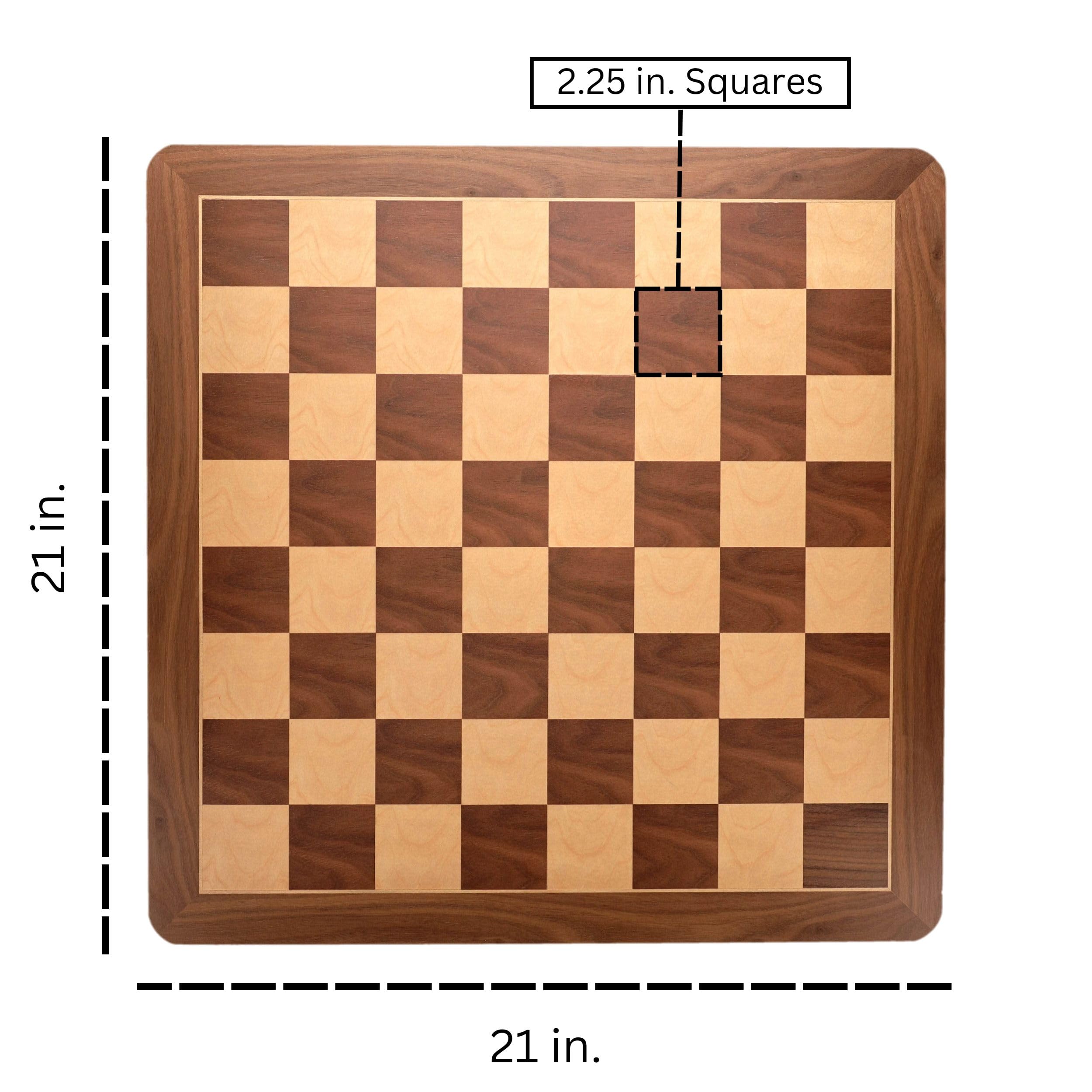 21 Inch Walnut Root Chess Board - Handcrafted Wooden Chess Set for Adults & Kids - Perfect for Home, Office, and Game Room Decor
