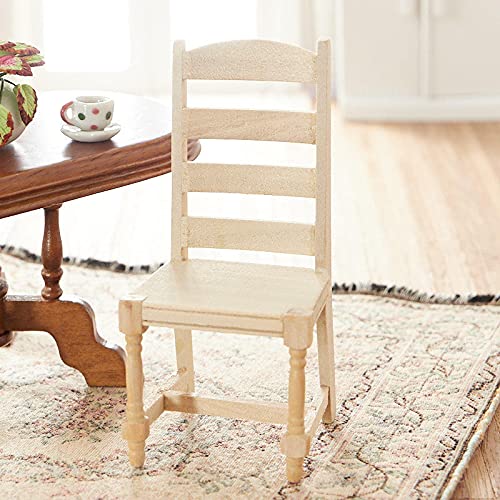 Miniature Ladder Back Side Chair for Dollhouse - Handcrafted Wooden Furniture - Perfect for Dollhouse Decor, DIY Projects & Collectibles
