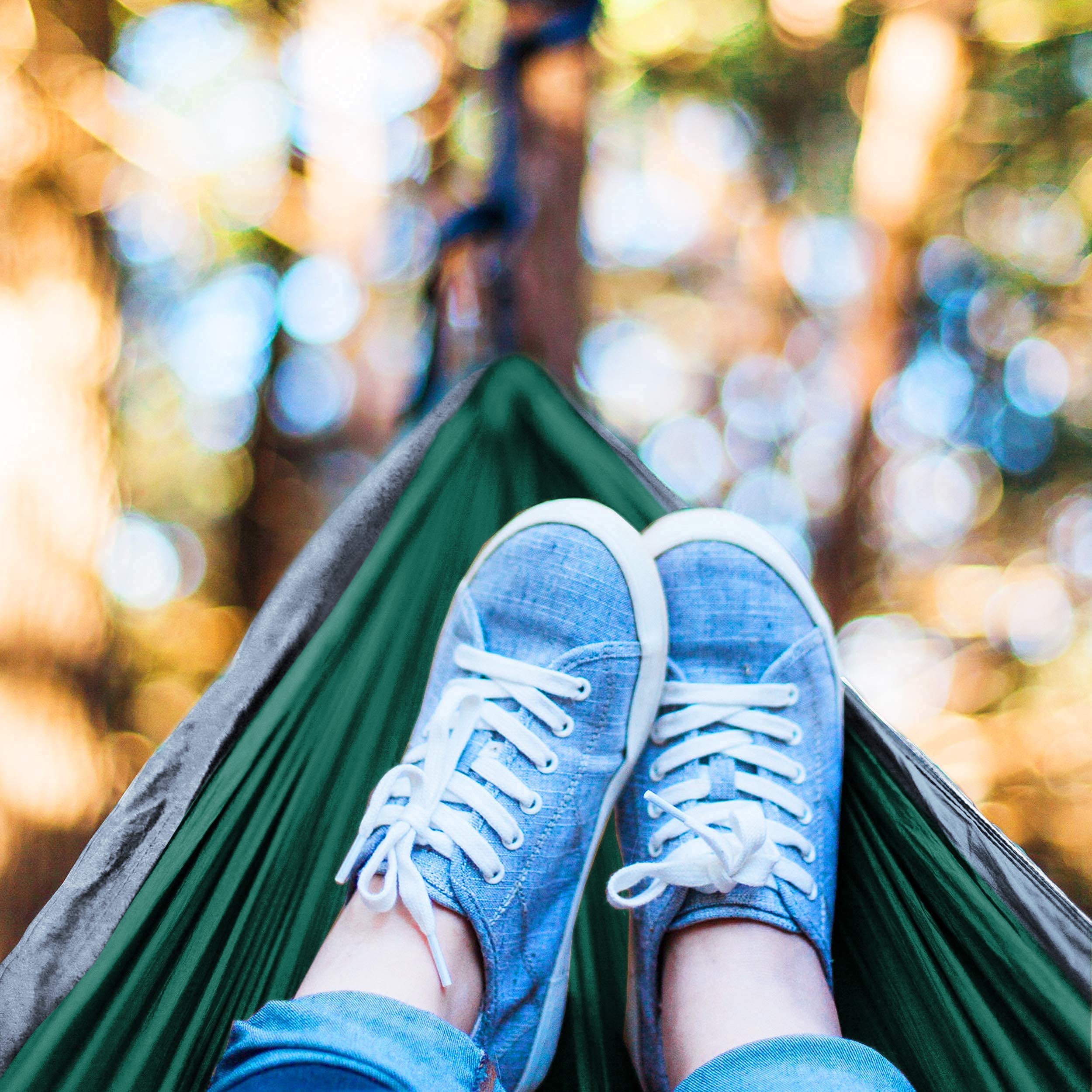 Double Camping Hammock - 10.5 x 6.5 FT Large 2-Person Hammock with 9ft Tree Straps & 2 Carabiners - Lightweight Portable Parachute Nylon 210T for Backpacking, Hiking, Travel, Outdoor Relaxation - Perfect for Camping, Beach, Backyard & Patio Use