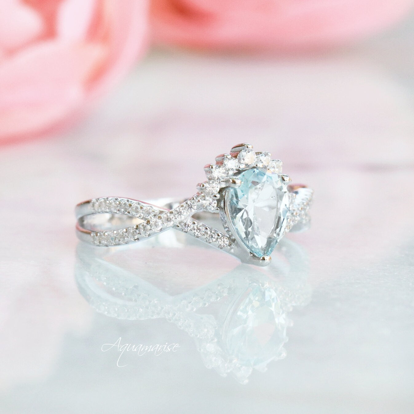 Alice Aquamarine Ring Sterling Silver – Elegant March Birthstone Jewelry for Women, Perfect for Gifts, Anniversaries & Special Occasions