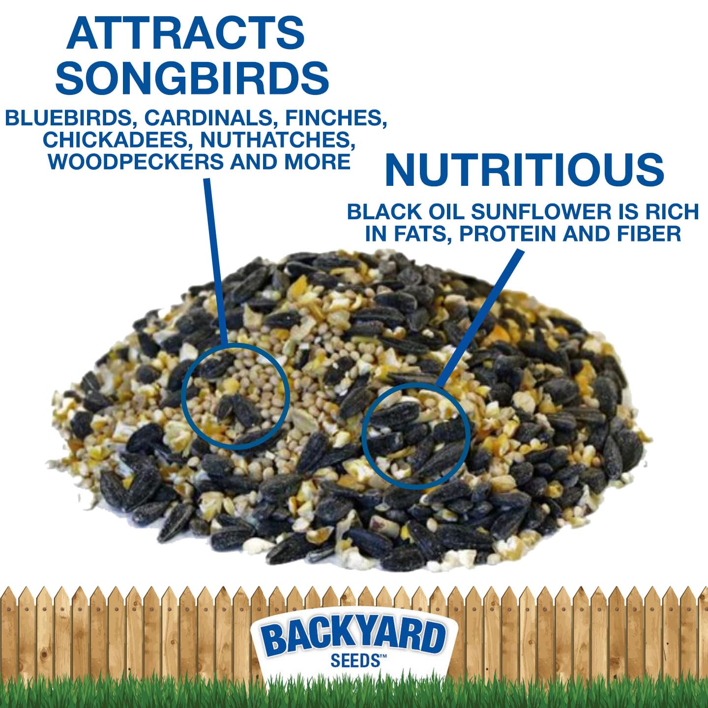 Backyard Seeds Songbird Blend Wild Bird Seed - Premium 7lb Bag to Attract Bluebirds, Cardinals & Chickadees | Perfect for Bird Feeders, Gardens & Wildlife Watching
