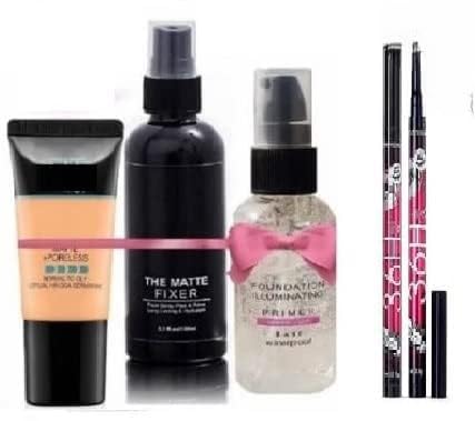 ELDERWAND All-in-One Face Makeup Kit - Makeup Fixer, Foundation, Primer & 36-Hour Eyeliner Set for Women (Pack of 4) | Perfect for Daily Makeup, Party Looks & Long-Lasting Wear