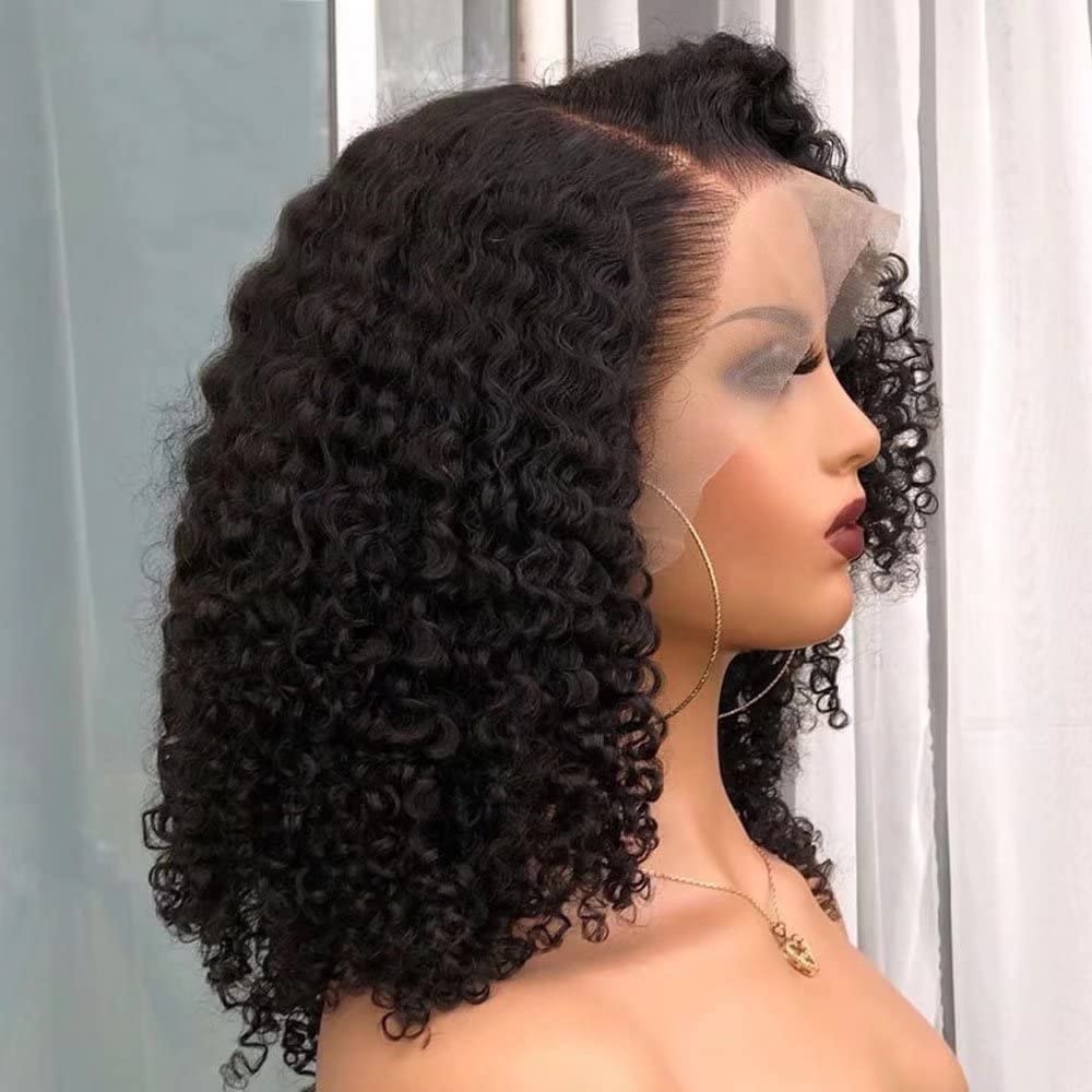 Imeya 13x6 HD Lace Front Wig - 180% Density Brazilian Virgin Human Hair Deep Wave Wig with Pre-Plucked Baby Hair & Transparent Lace - Natural Looking Curly Lace Front Wig for Black Women (14 Inch) - Perfect for Daily Wear, Special Occasions & Protective Styling