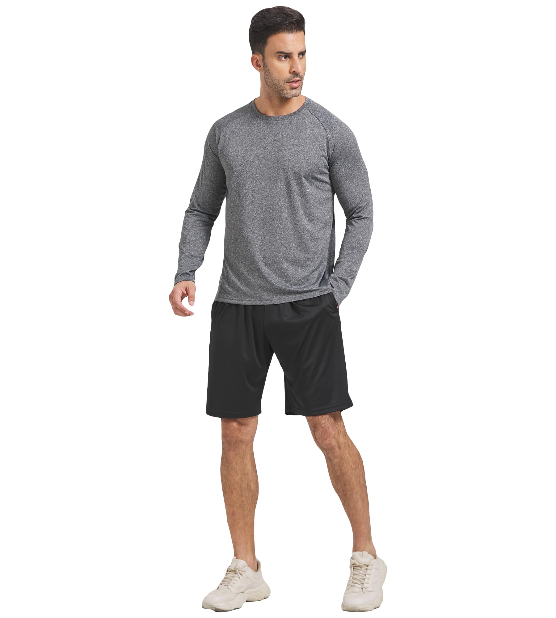 4 Pack Men's Dry Fit T-Shirts - Moisture Wicking Athletic Running Gym Workout Long Sleeve Shirts for Men - Perfect for Jogging, Training & Outdoor Activities