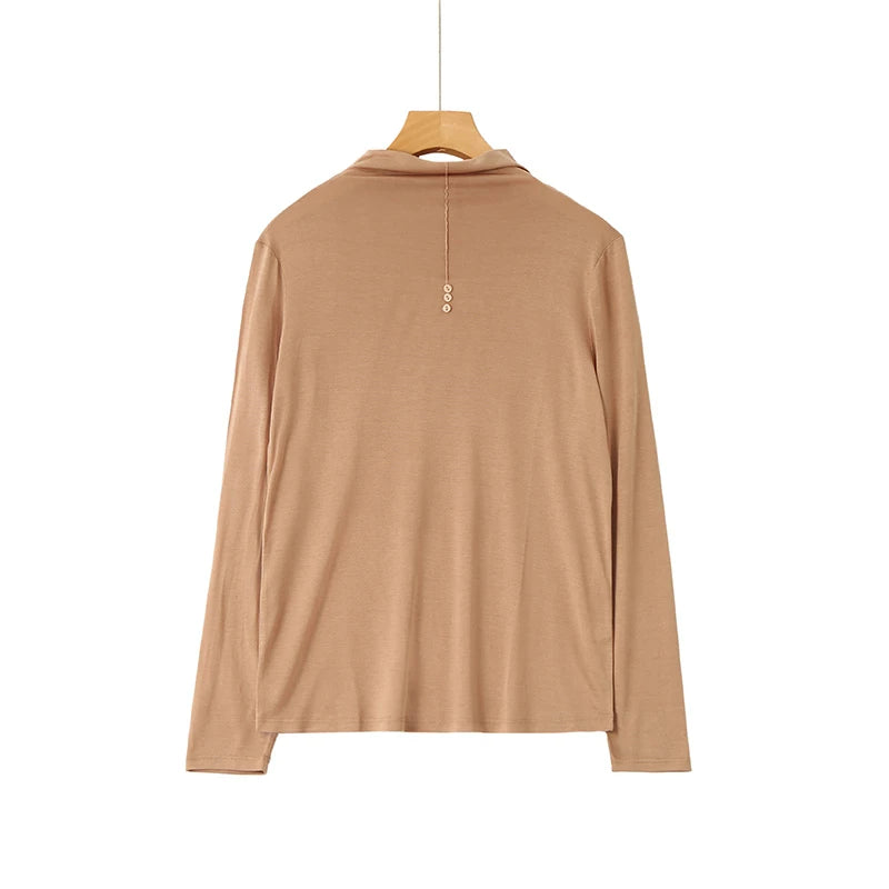 100% Pure Silk Mock Neck Blouse for Women - Elegant & Comfortable Silk Top for Work, Party & Evening Wear