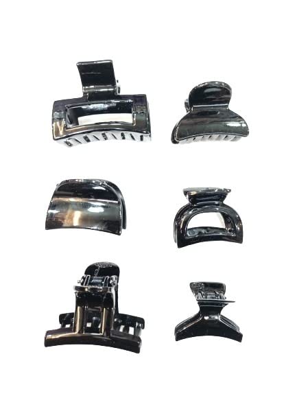 6-Pack Black Plastic Hair Clips for Women - Strong Hold Hair Claw Clips for Thick Hair - Perfect for Ponytails, Buns, and Everyday Hairstyles