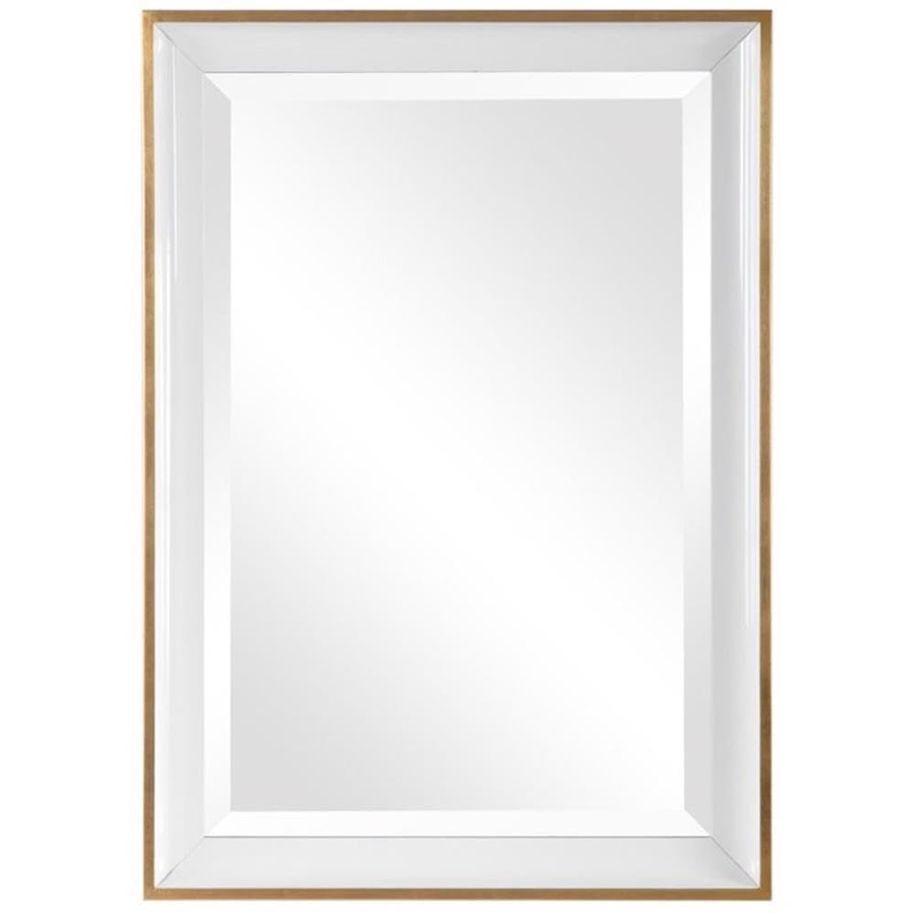 BOWERY HILL Contemporary Gloss White Wall Mirror - Modern Home Decor for Living Room, Bedroom & Entryway