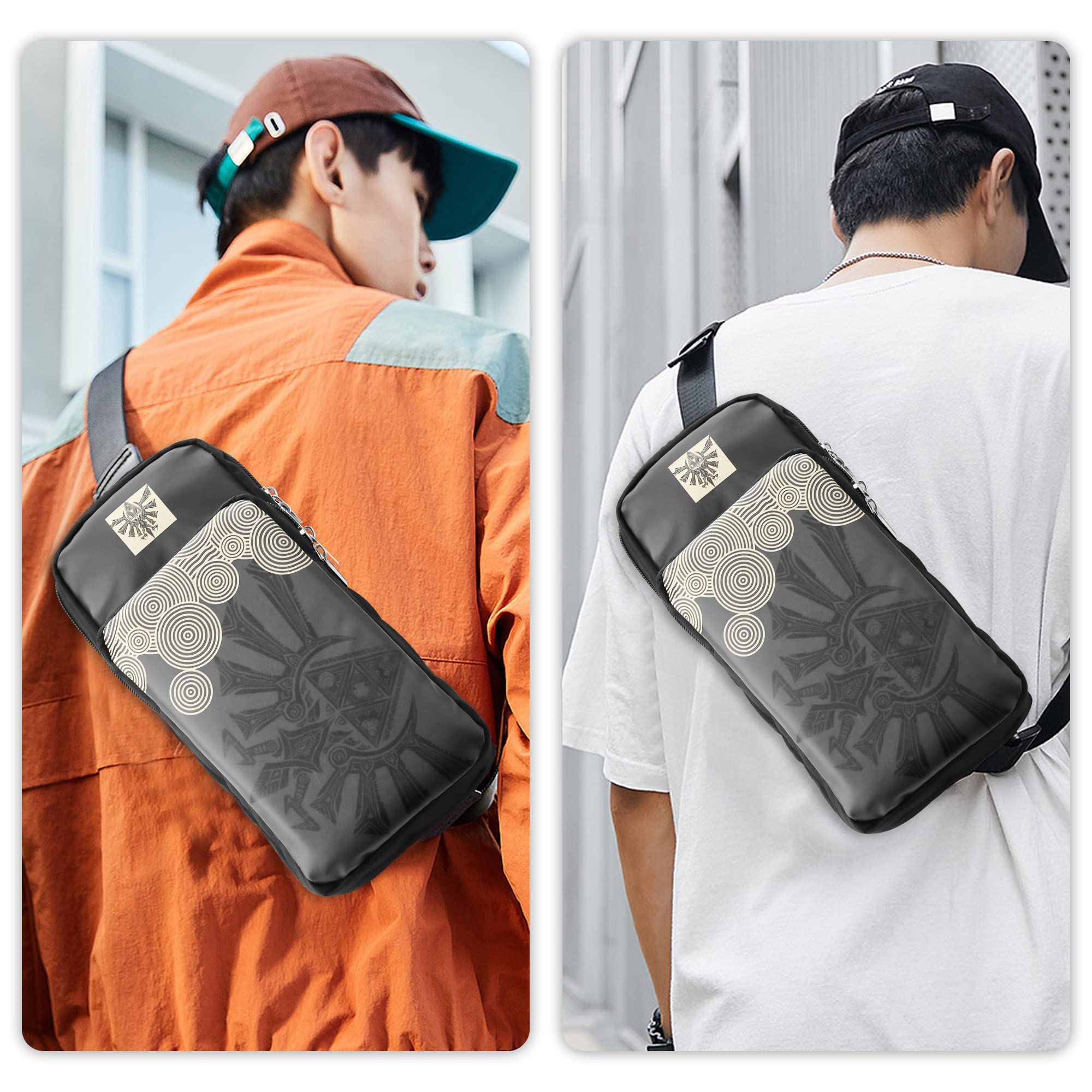 Zelda Switch Travel Bag with 12 Card Slots & Thumb Caps - Portable Crossbody Case for Gaming On-The-Go