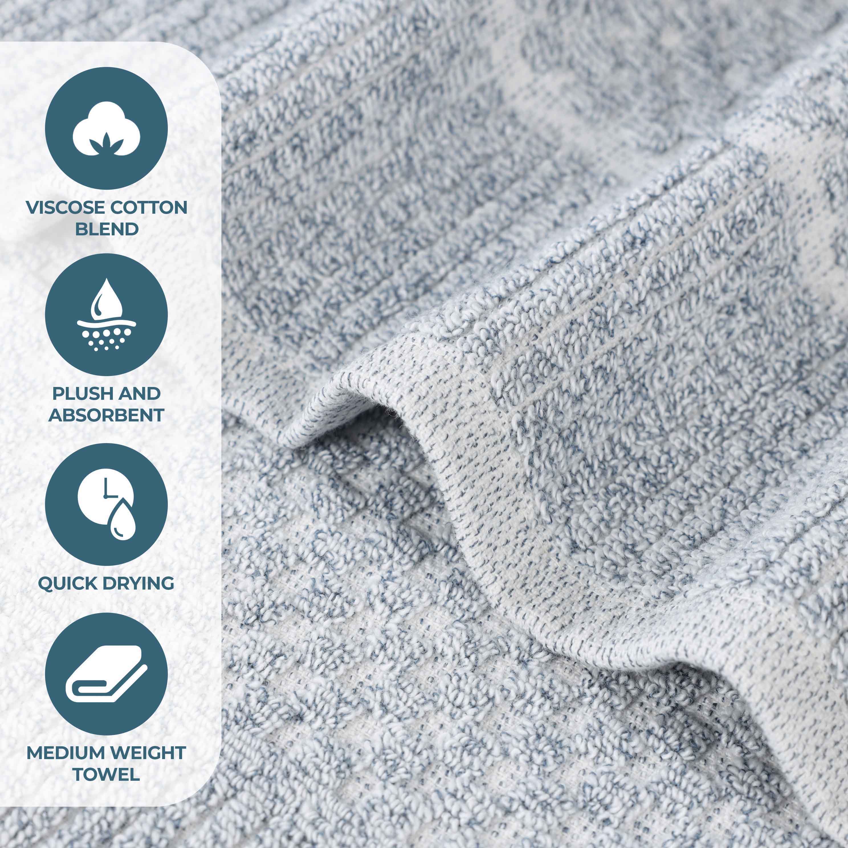 Premium Cotton Blend Checkered and Ribbed Hand Towels Set of 6 - Soft Absorbent Bath & Kitchen Towels for Guest Bathroom, Powder Room, and Spa Use