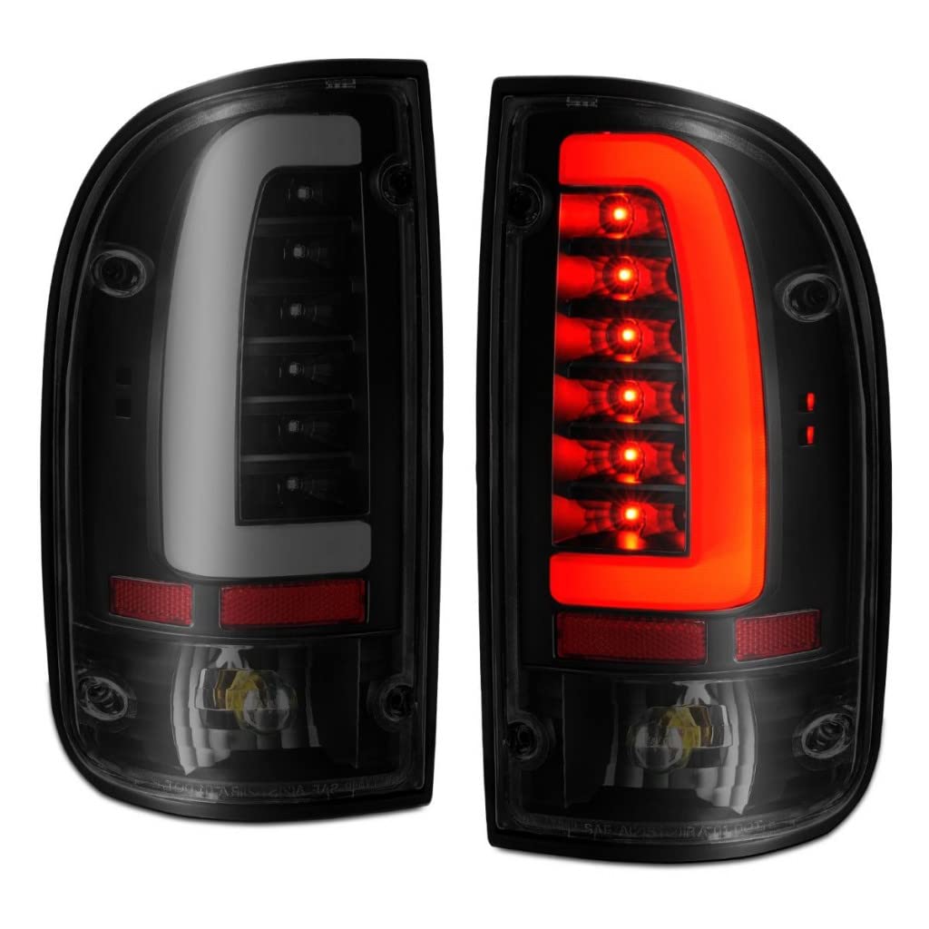 ANZO LED Tail Lights for Toyota Tacoma 1995-2004 - Black Housing with Smoke Lens (Pair) | 311354 | Upgrade Your Truck's Style & Visibility for Night Driving