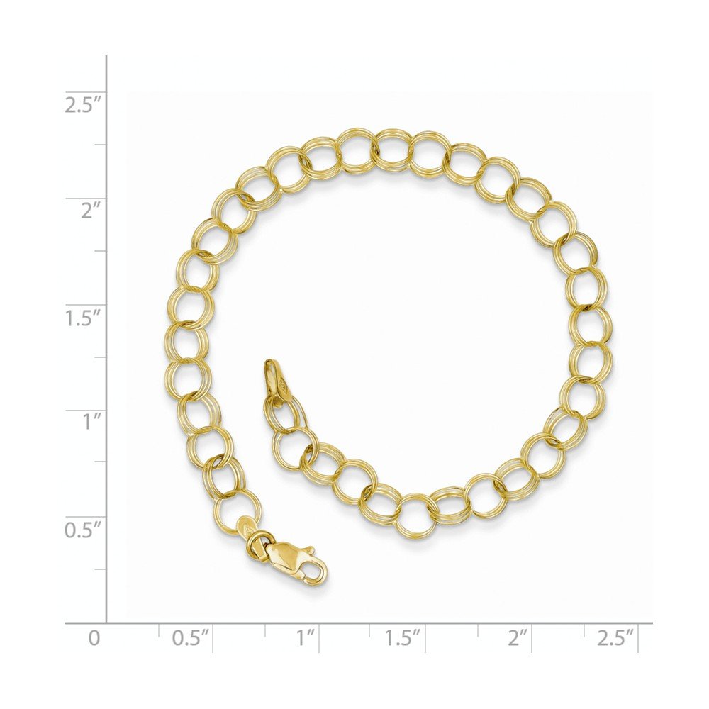 Sonia Jewels 10k Yellow Gold Triple Link Charm Pendant Bracelet with Secure Lobster Clasp - Elegant Dainty Jewelry for Women, Perfect for Everyday Wear, Gift Giving & Special Occasions