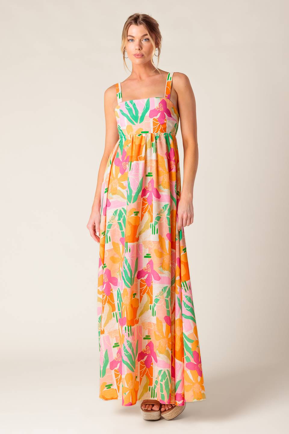 BON VOYAGE MAXI DRESS - Floral Print Summer Beach Dress for Women in Pink & Orange | Perfect for Vacation, Pool Party & Boho Outfit