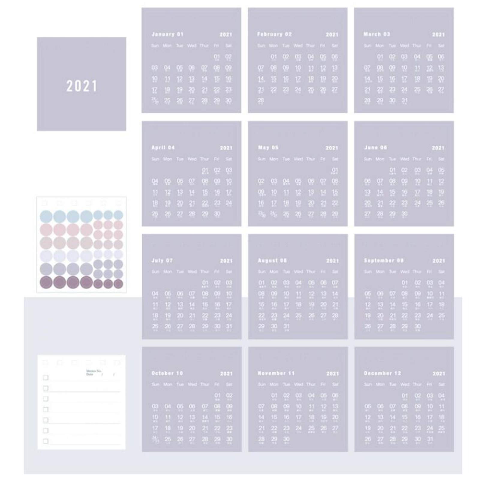 2021 Mini Monthly Desk Calendar Planner - Purple Desktop Organizer for Office, Home & School | New Year Gift & Decoration Accessories | Perfect for Work, Study & Planning
